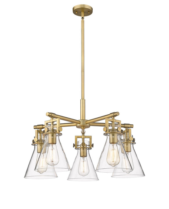 Innovations 411-5CR-BB-G411-7CL Five Light Chandelier, Brushed Brass