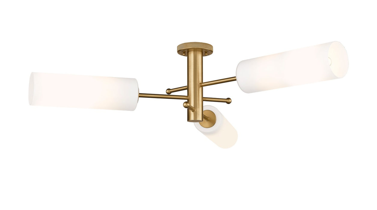 Innovations 434-3F-BB-G434-12WH LED Flush Mount, Brushed Brass