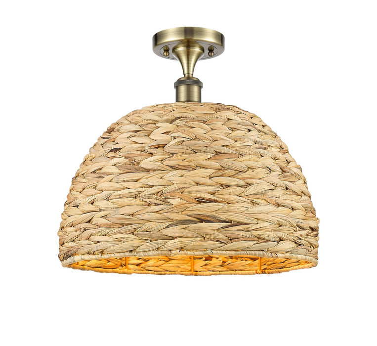Innovations 516-1C-AB-RBD-16-NAT One Light Semi-Flush Mount, Antique Brass
