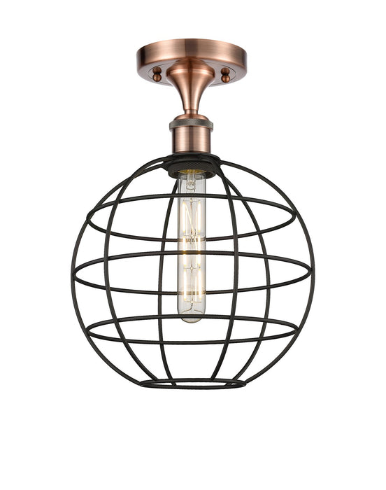 Innovations 516-1C-AC-CE-10-BK LED Semi-Flush Mount, Antique Copper