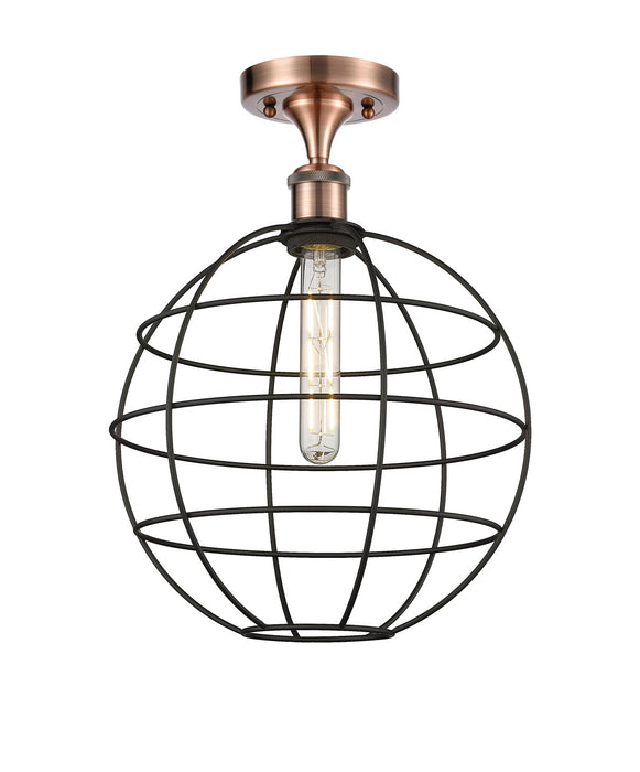 Innovations 516-1C-AC-CE-12-BK LED Semi-Flush Mount, Antique Copper