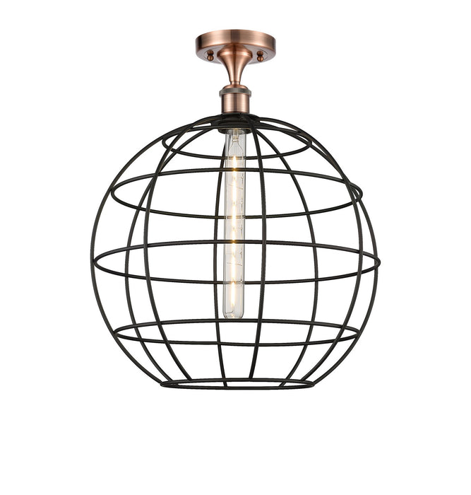 Innovations 516-1C-AC-CE-16-BK LED Semi-Flush Mount, Antique Copper