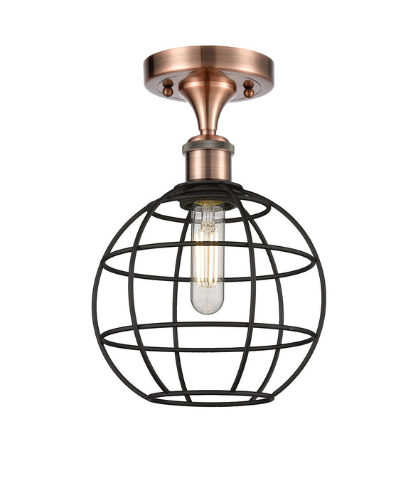 Innovations 516-1C-AC-CE-8-BK LED Semi-Flush Mount, Antique Copper