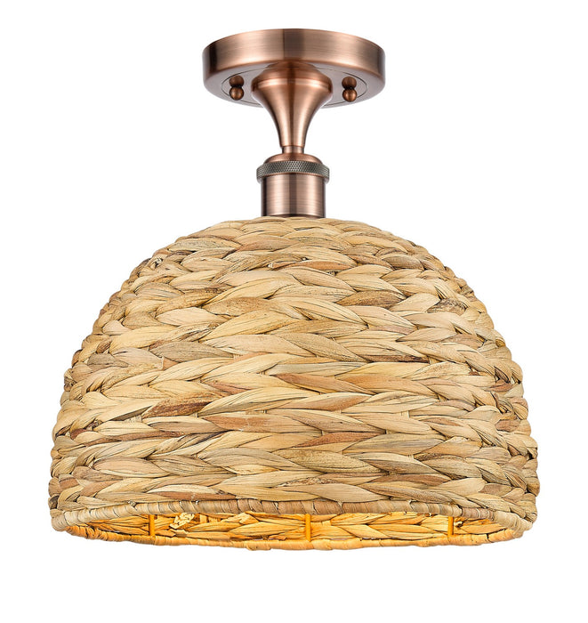 Innovations 516-1C-AC-RBD-12-NAT One Light Semi-Flush Mount, Antique Copper