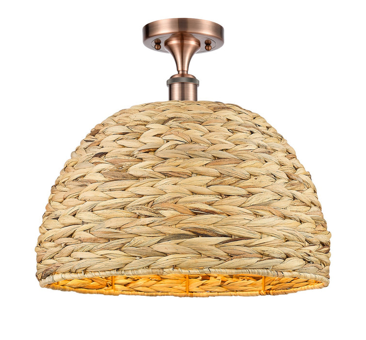 Innovations 516-1C-AC-RBD-16-NAT One Light Semi-Flush Mount, Antique Copper