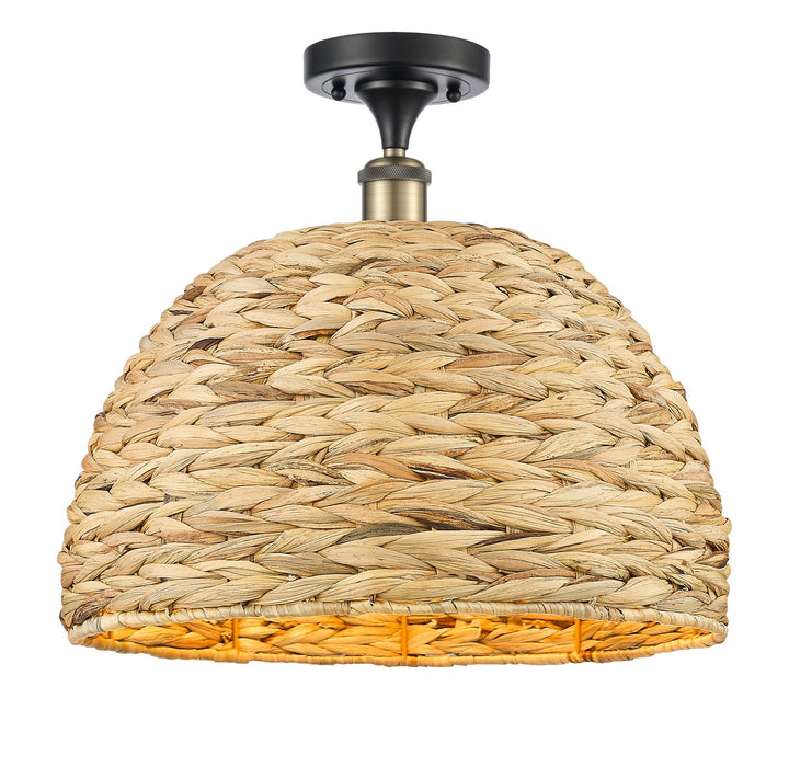 Innovations 516-1C-BAB-RBD-16-NAT One Light Semi-Flush Mount, Black Antique Brass