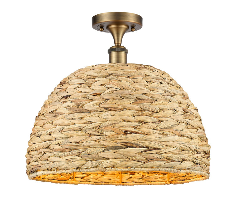 Innovations 516-1C-BB-RBD-16-NAT One Light Semi-Flush Mount, Brushed Brass