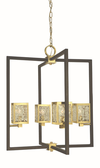 Framburg 5774 BR/MBLACK Four Light Chandelier, Brushed Brass/Matte Black