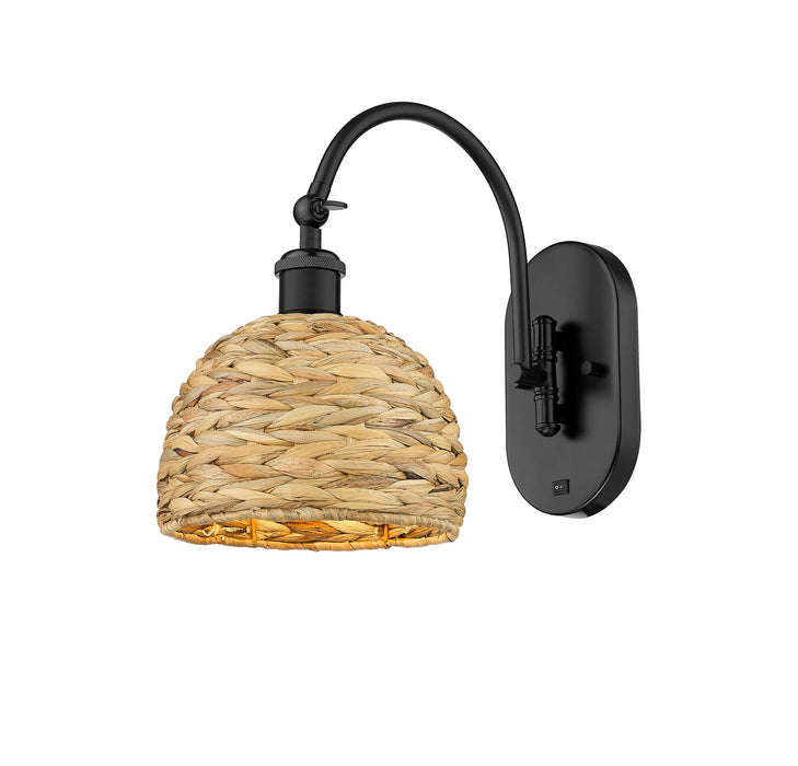 Innovations 518-1W-BK-RBD-8-NAT One Light Wall Sconce, Matte Black