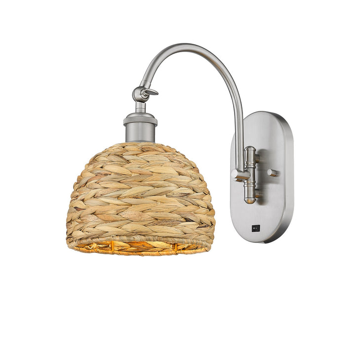 Innovations 518-1W-SN-RBD-8-NAT One Light Wall Sconce, Satin Nickel