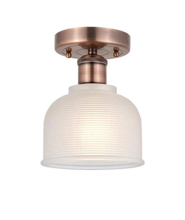 Innovations 616-1F-AC-G411 One Light Flush Mount, Antique Copper