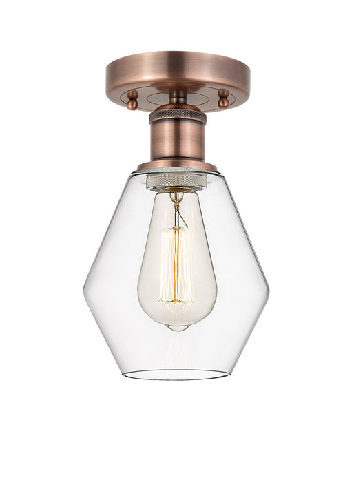 Innovations 616-1F-AC-G652-6 One Light Semi-Flush Mount, Antique Copper