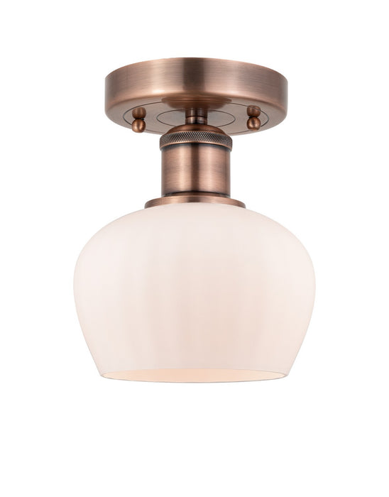 Innovations 616-1F-AC-G91 One Light Semi-Flush Mount, Antique Copper