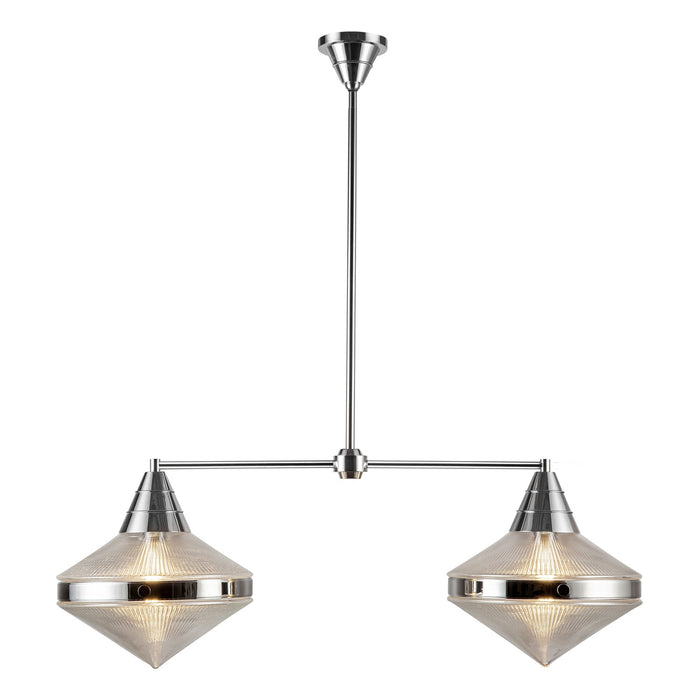Alora LP348241PNPG Two Light Linear Pendant, Polished Nickel/Prismatic Glass