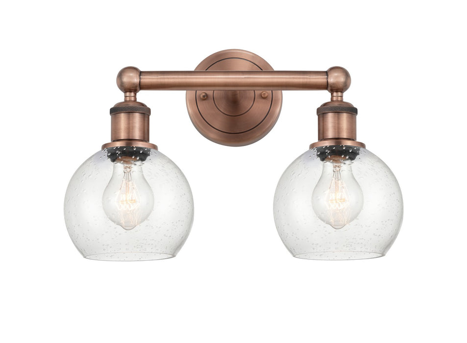 Innovations 616-2W-AC-G124-6 Two Light Bath Vanity, Antique Copper
