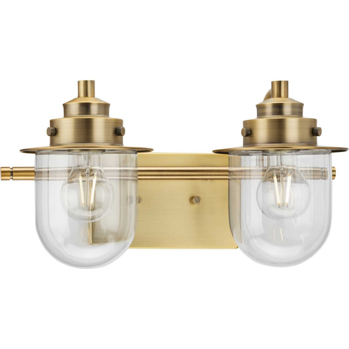 Progress Lighting P300435-163 Two Light Bath, Vintage Brass