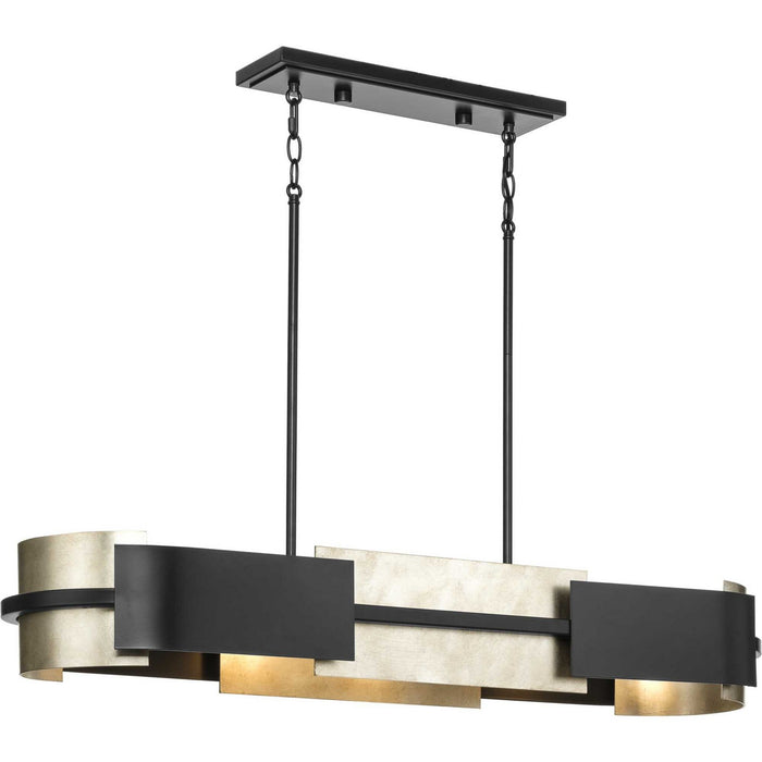Progress Lighting P400352-31M Four Light Linear Chandelier, Matte Black
