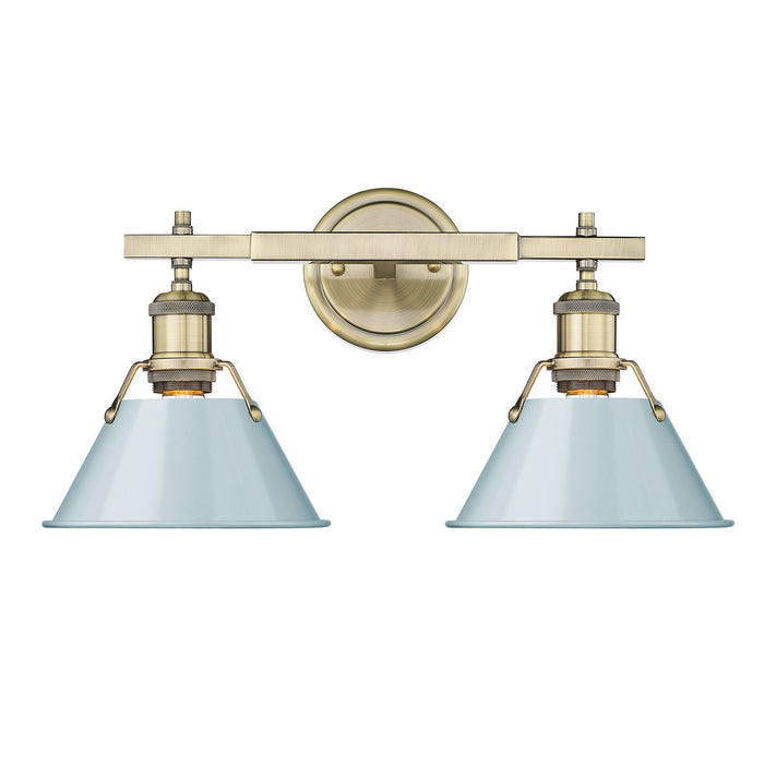 Golden 3306-BA2 AB-SF Two Light Bath Vanity, Aged Brass