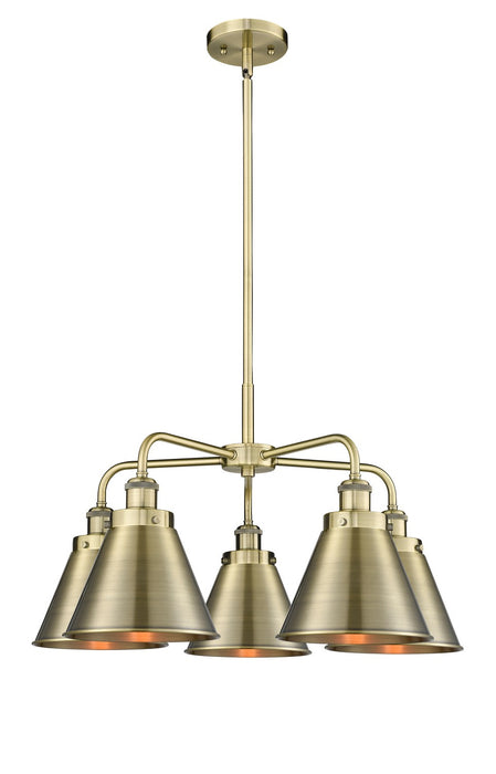 Innovations 916-5CR-AB-M13-AB Five Light Chandelier, Antique Brass