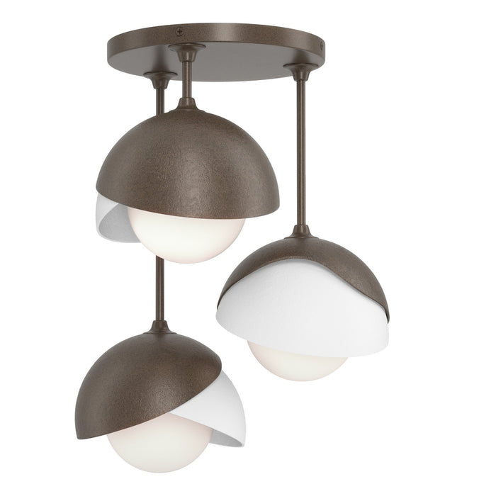 Hubbardton Forge 121374-SKT-05-02-GG0711 Three Light Semi-Flush Mount, Bronze