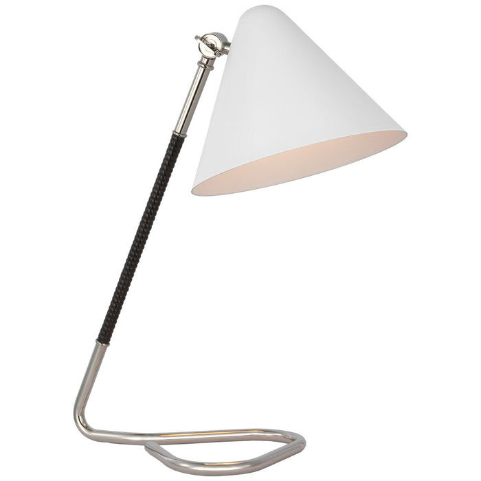 Visual Comfort Signature AL 3020PN/BRT-WHT LED Desk Lamp, Polished Nickel and Black Rattan