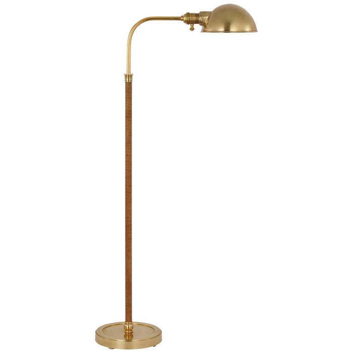 Visual Comfort Signature CHA 9080AB/NRT LED Floor Lamp, Antique-Burnished Brass and Natural Rattan