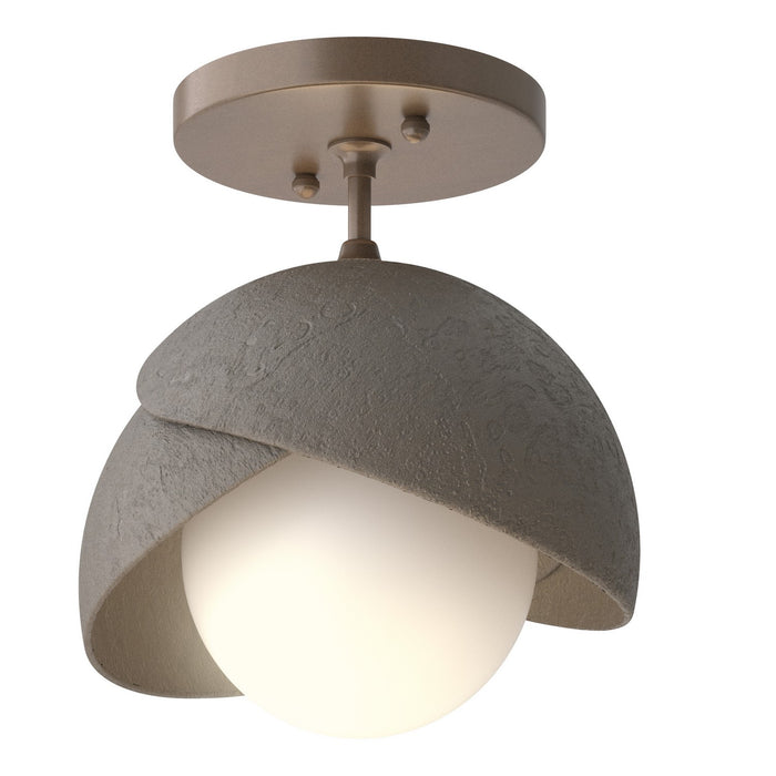 Hubbardton Forge 121377-SKT-05-07-GG0711 One Light Semi-Flush Mount, Bronze