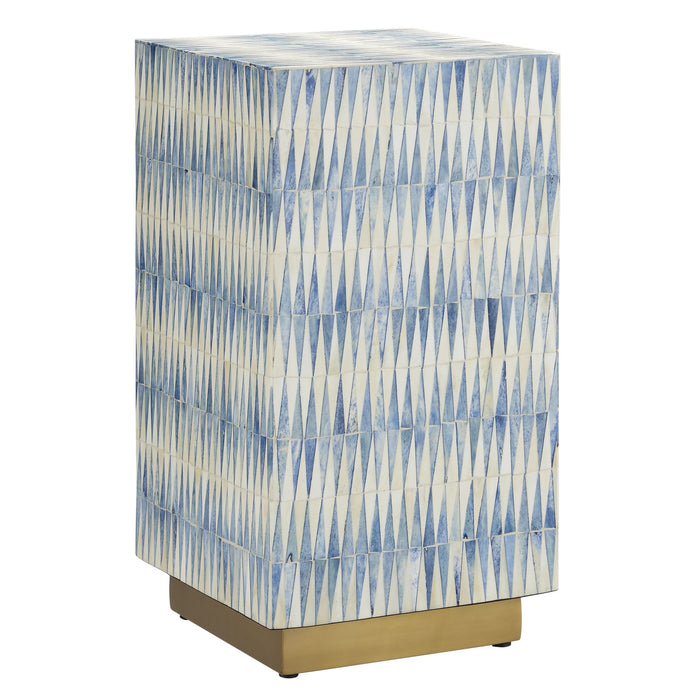 Currey and Company 3000-0253 Accent Table, Blue/White/Brushed Brass