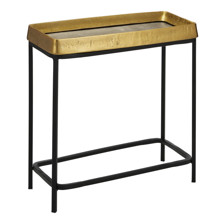Currey and Company 4000-0148 Side Table, Antique Brass/Graphite/Black