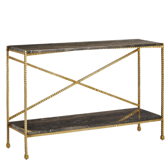 Currey and Company 4000-0173 Console Table, Natural/Gold
