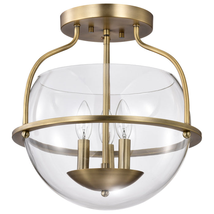 Nuvo Lighting 60-7821 Three Light Semi Flush Mount, Vintage Brass