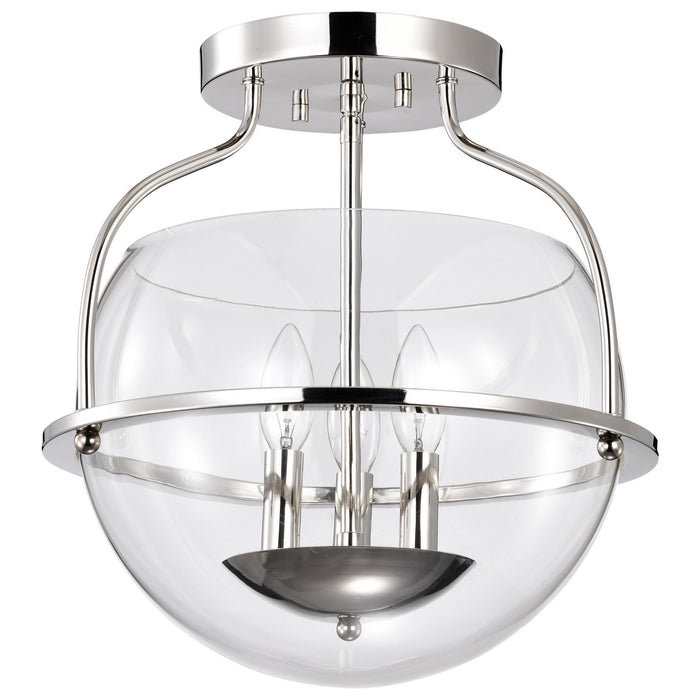 Nuvo Lighting 60-7822 Three Light Semi Flush Mount, Polished Nickel