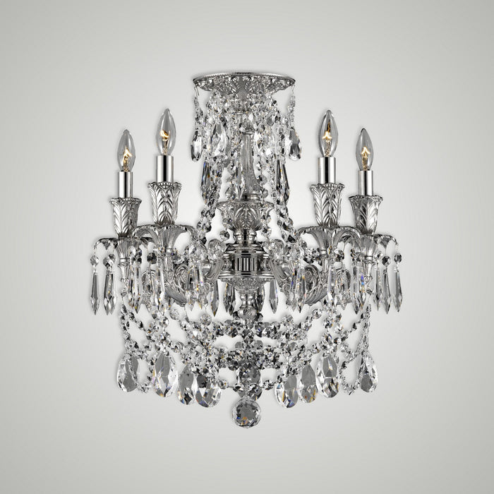 American Brass & Crystal FM2065-O-U-08G-ST Five Light Semi-Flush Mount, Silver