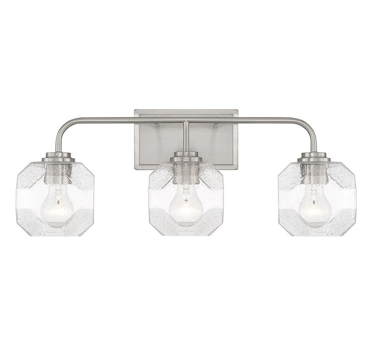 Lighting One E V6-L8-4399-3-SN Three Light Bathroom Vanity, Satin Nickel