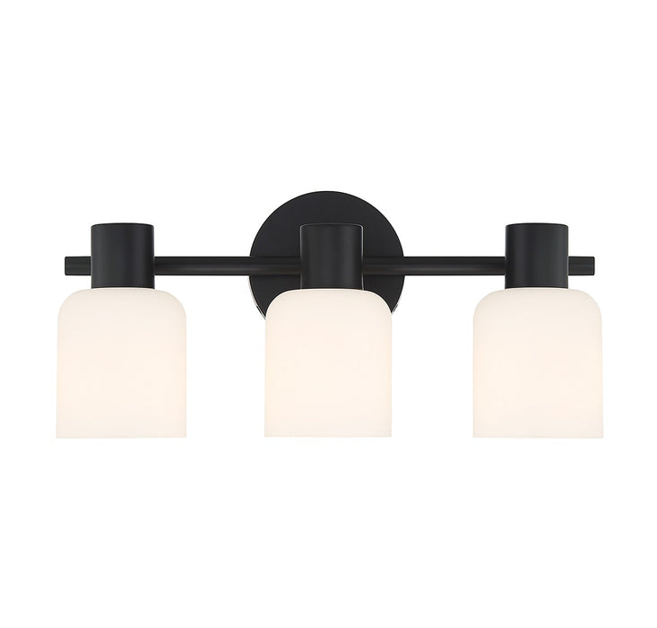 Lighting One E V6-L8-9022-3-BK Three Light Bathroom Vanity, Matte Black