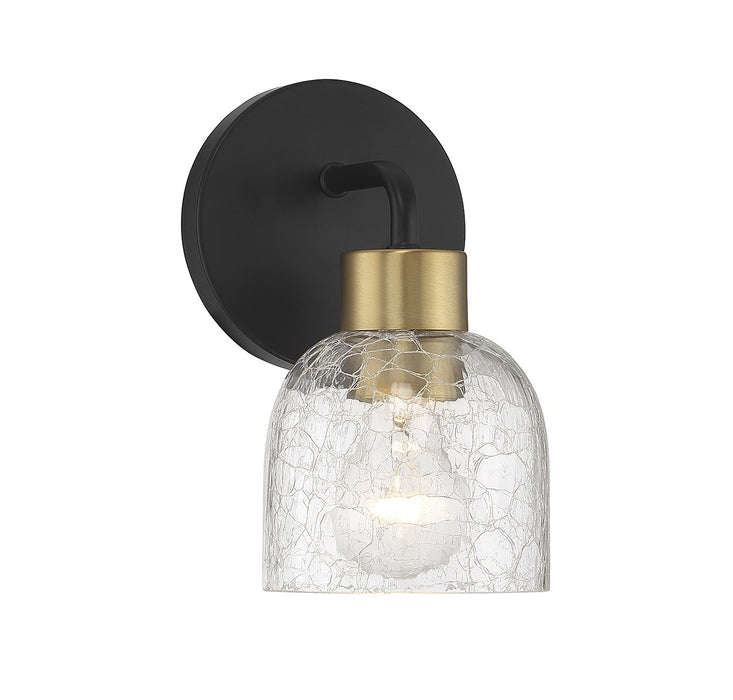 Lighting One E V6-L9-5900-1-143 One Light Wall Sconce, Matte Black w/ Warm Brass
