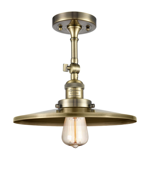 Innovations 201F-AB-MFR-AB-12 One Light Semi-Flush Mount, Antique Brass