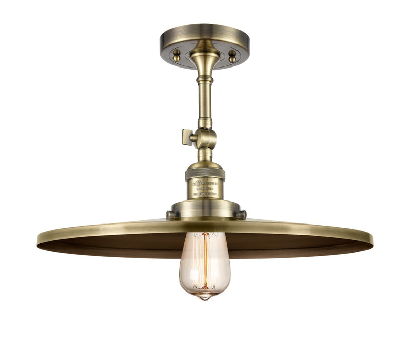 Innovations 201F-AB-MFR-AB-16 One Light Semi-Flush Mount, Antique Brass