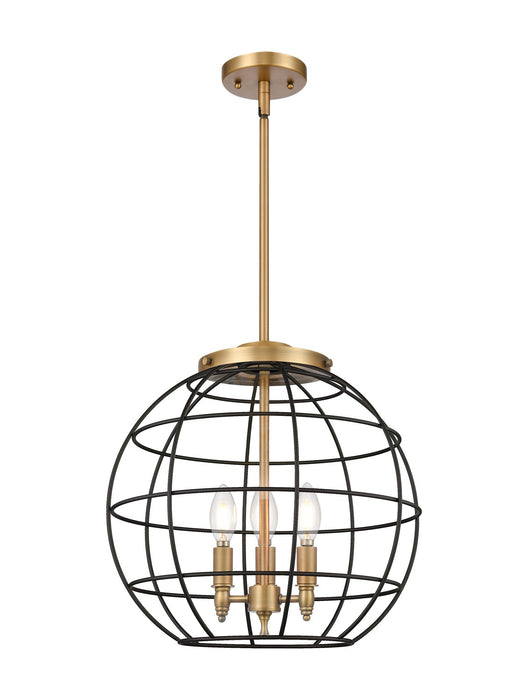 Innovations 221-3S-BB-CE-16-BK Three Light Pendant, Brushed Brass