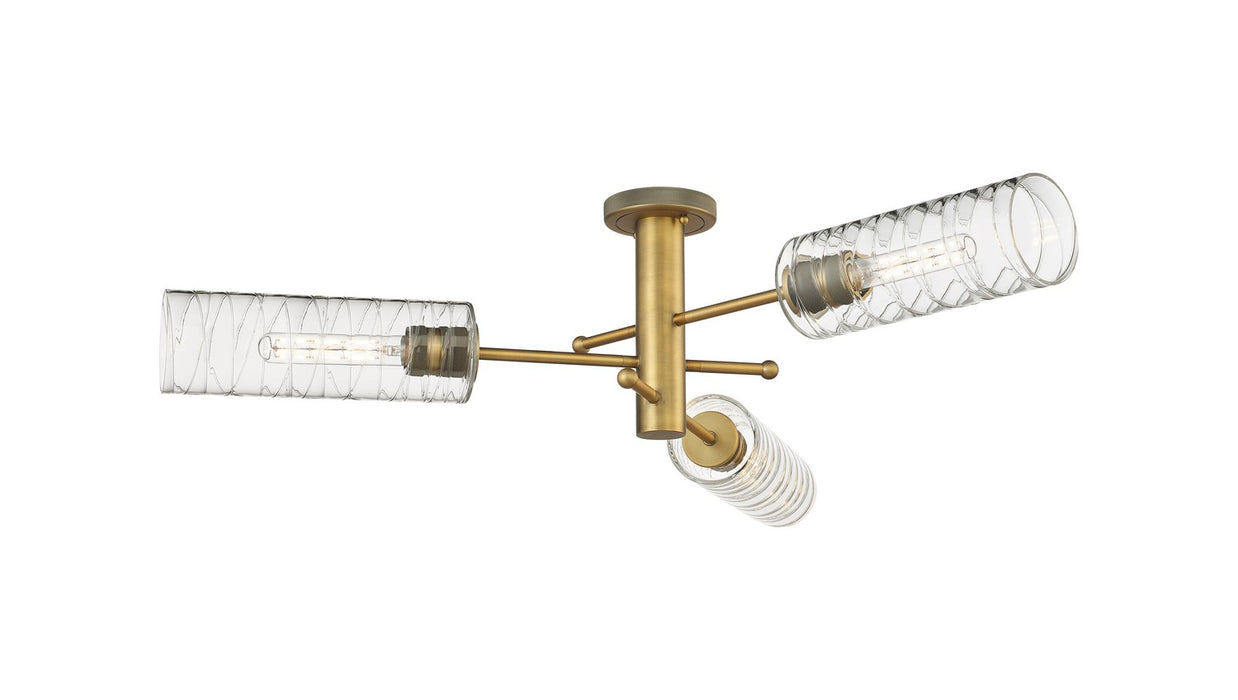 Innovations 434-3F-BB-G434-12DE LED Flush Mount, Brushed Brass
