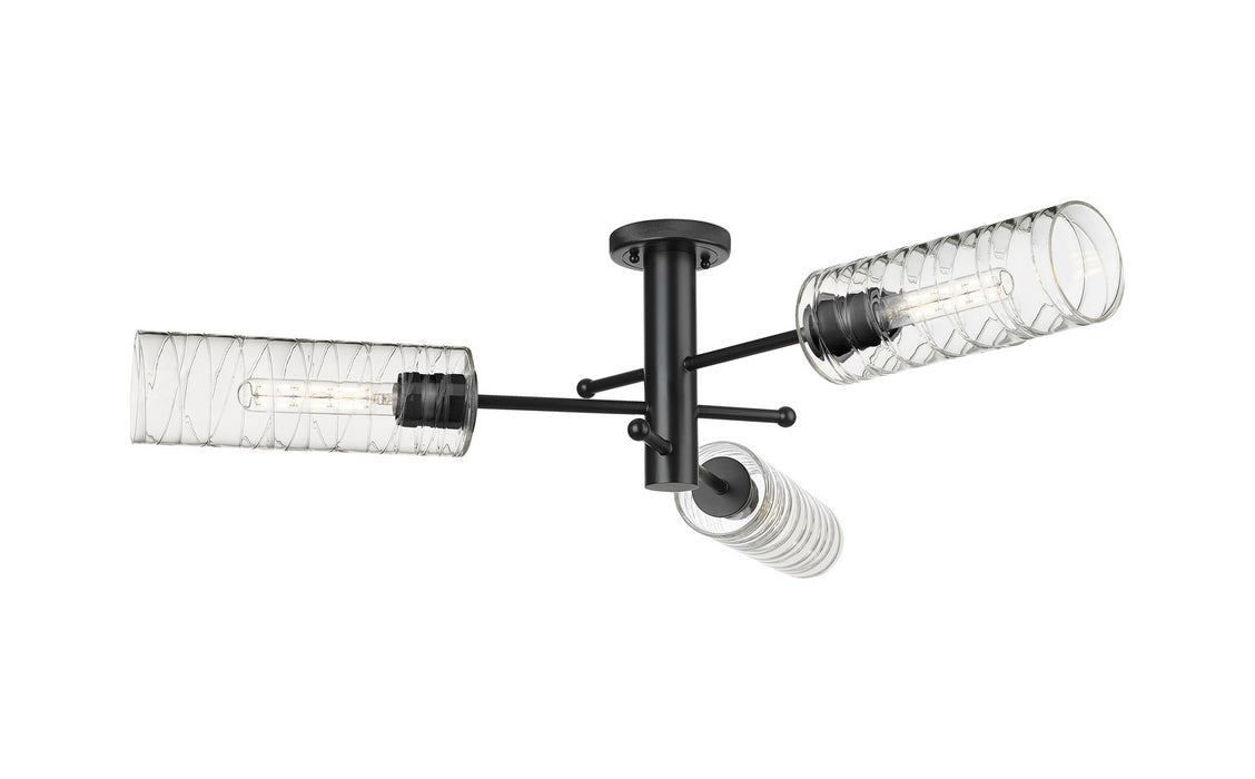 Innovations 434-3F-BK-G434-12DE LED Flush Mount, Matte Black