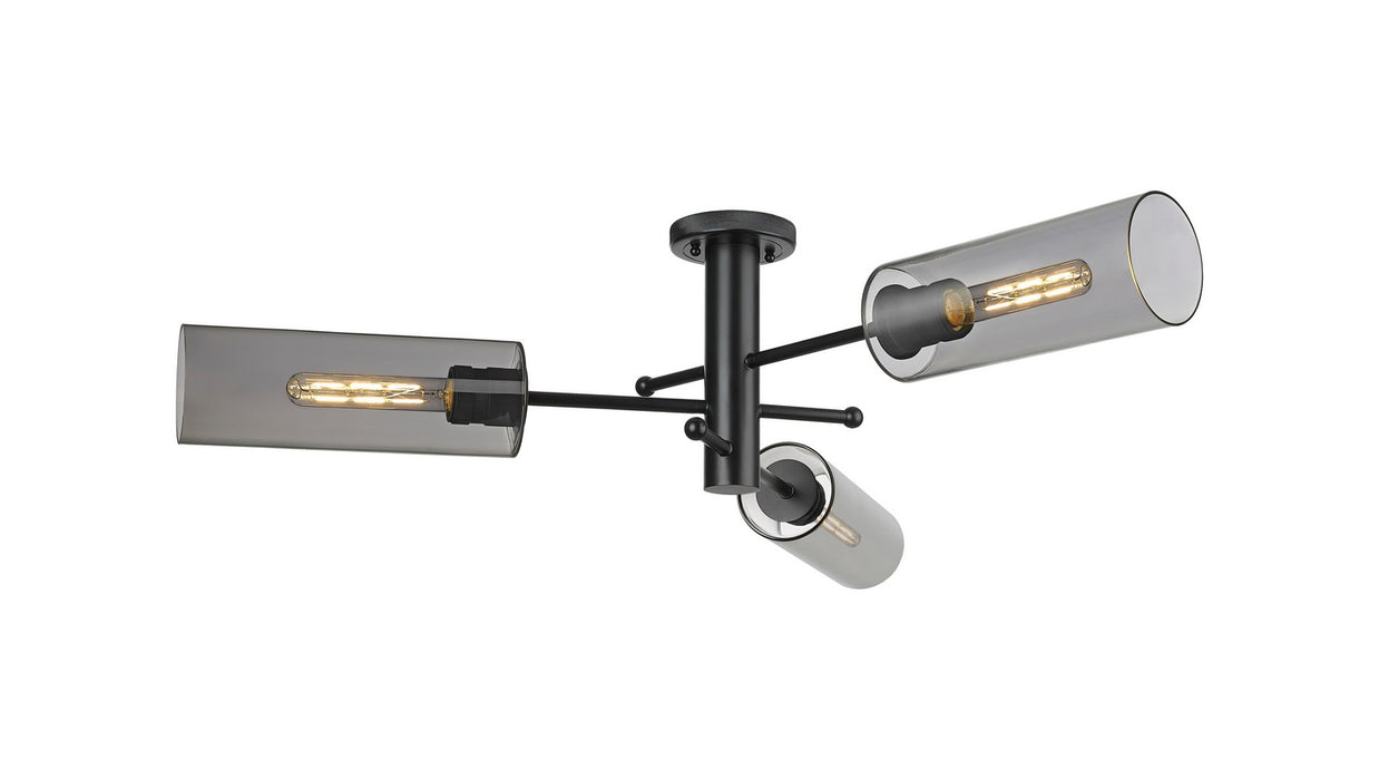 Innovations 434-3F-BK-G434-12SM LED Flush Mount, Matte Black