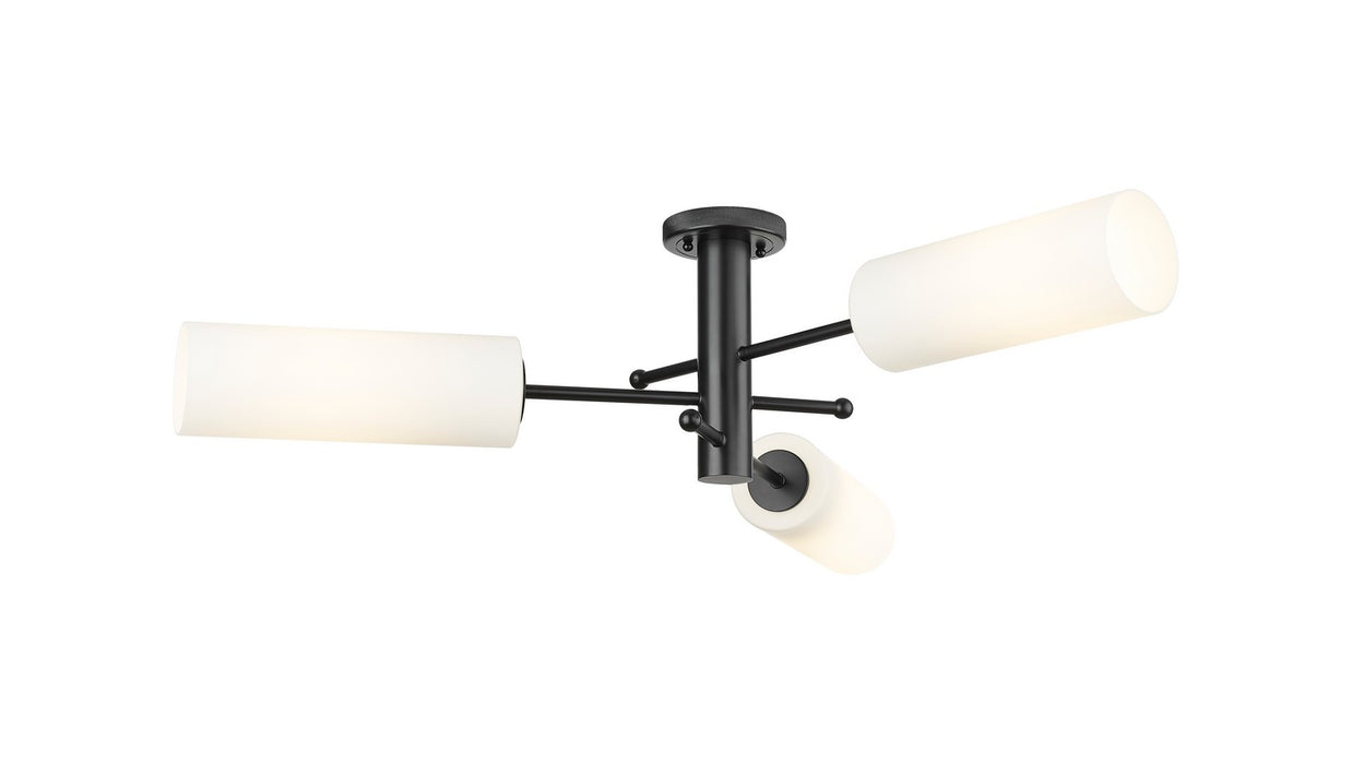Innovations 434-3F-BK-G434-12WH LED Flush Mount, Matte Black