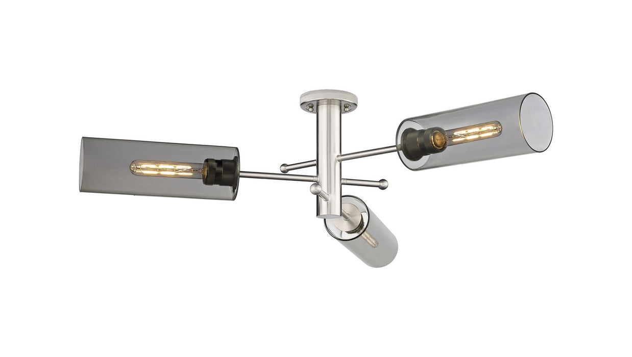 Innovations 434-3F-SN-G434-12SM LED Flush Mount, Satin Nickel