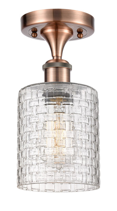 Innovations 516-1C-AC-G112C-5CL One Light Semi-Flush Mount, Antique Copper