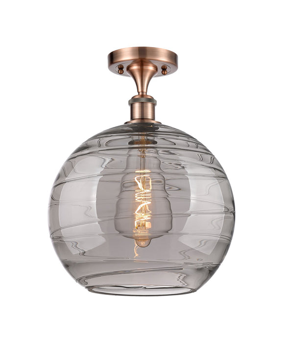 Innovations 516-1C-AC-G1213-12SM One Light Semi-Flush Mount, Antique Copper