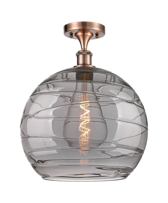 Innovations 516-1C-AC-G1213-14SM One Light Semi-Flush Mount, Antique Copper