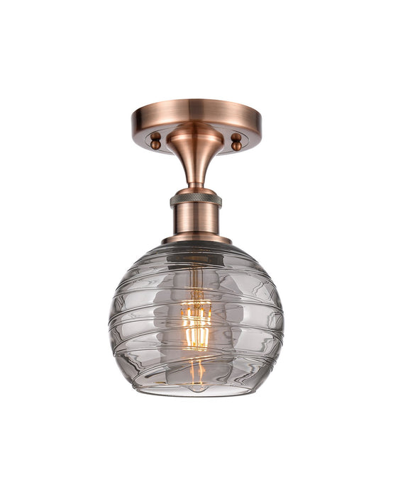 Innovations 516-1C-AC-G1213-6SM One Light Semi-Flush Mount, Antique Copper