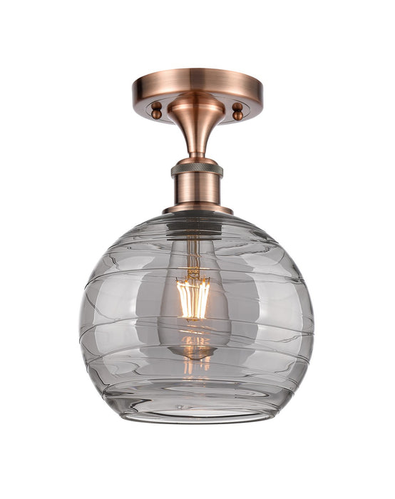 Innovations 516-1C-AC-G1213-8SM One Light Semi-Flush Mount, Antique Copper