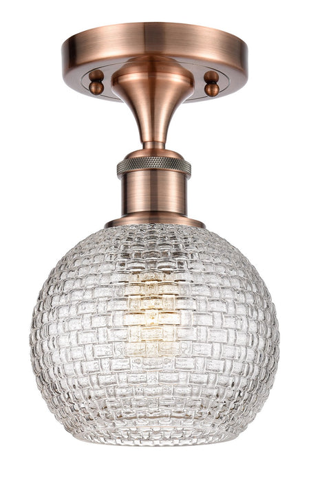 Innovations 516-1C-AC-G122C-6CL One Light Semi-Flush Mount, Antique Copper